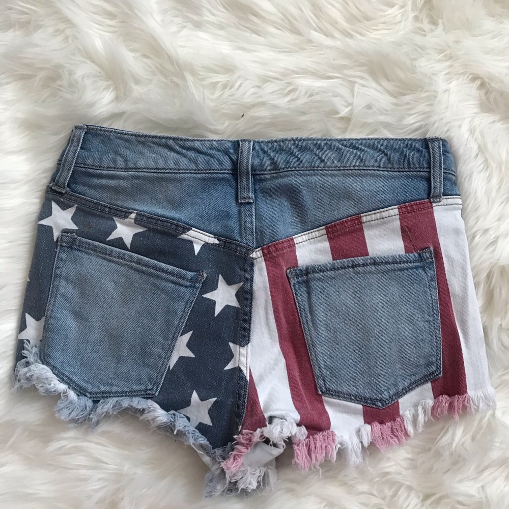 American Flag jean shorts